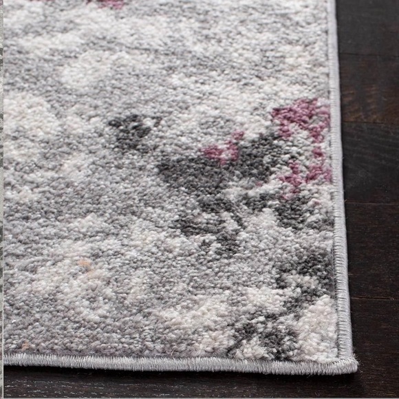 Floral Gray and Pink Area Rug - Picture 3 of 7